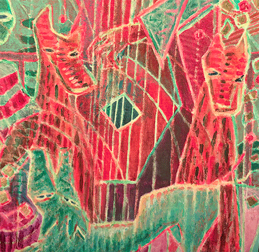 Detalle 03 de Obra de Bellod del proyecto Latent Paintings en la que el color se percibe de forma variable seg&uacute;n la iluminaci&oacute;n.