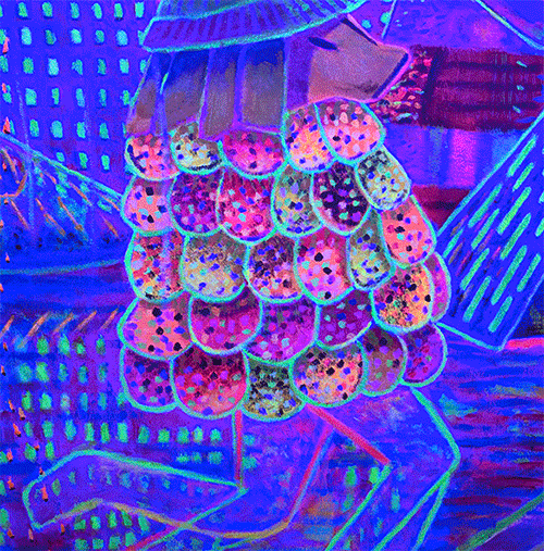 detalle de Obra de Bellod del proyecto Latent Paintings donde la imagen emerge progresivamente a trav&eacute;s de la luz.