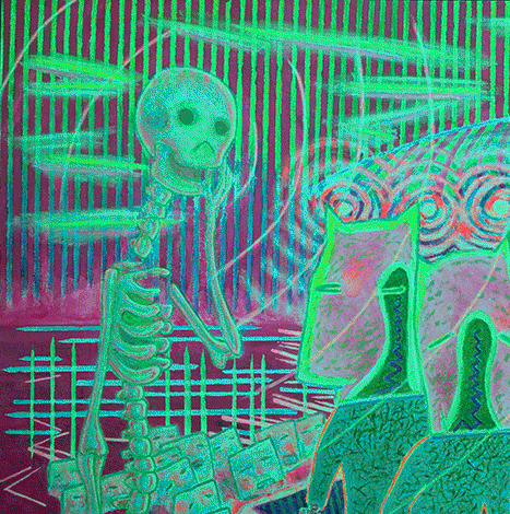 parte superior izquierda de Obra de Bellod del proyecto Latent Paintings en la que la imagen se activa mediante la luz y la percepci&oacute;n.