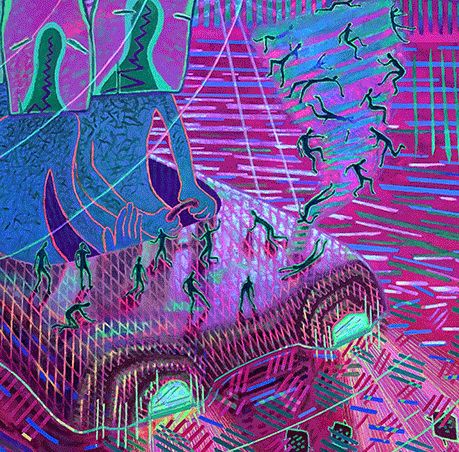 fragmento de obra de Bellod del proyecto Latent Paintings en la que la imagen se activa mediante la luz y la percepci&oacute;n.