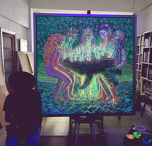 Obra de Bellod del proyecto Latent Paintings donde la luz configura la percepci&oacute;n del color.