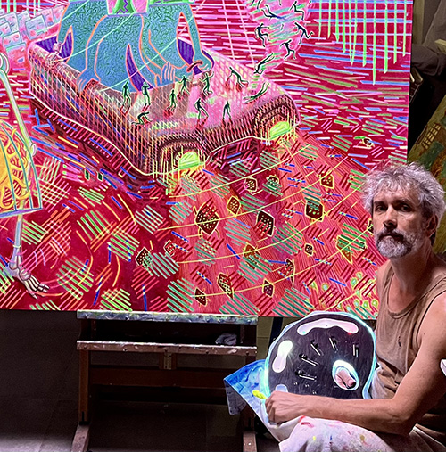 Obra y retrato de Bellod del proyecto Latent Paintings en la que la imagen se activa mediante la luz y la percepci&oacute;n.